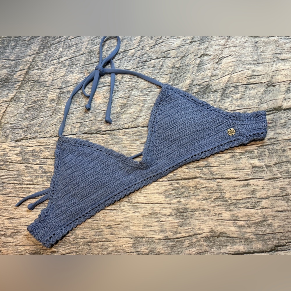 Billabong Blue Knit Bikini Top, Small
